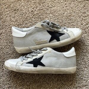 Golden Goose Gray and White Sneakers